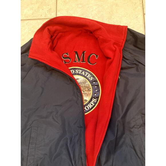 USMC  Marines Jacket Reversible Mens Military Red Fleece Blue Veteran XL - Picture 5 of 12